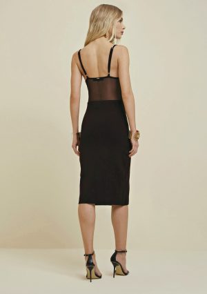 VESTIDO MIDI DECOTE V TRICOT MORENA ROSA