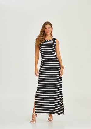 VESTIDO MALHA LISTRADO SEM MANGA REALIST