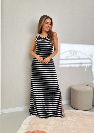 VESTIDO MALHA LISTRADO SEM MANGA REALIST