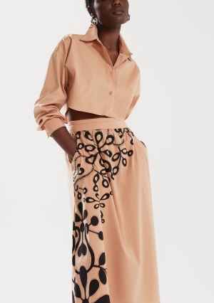 SAIA MIDI RETA ESTAMPADA -CAMEL IODICE