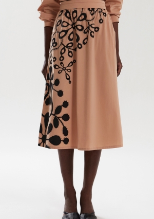 SAIA MIDI RETA ESTAMPADA -CAMEL IODICE