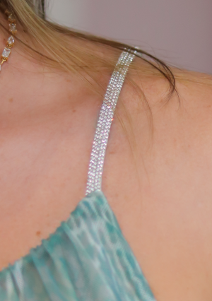 VESTIDO TULE LONGO ALÇA BRILHO