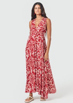 VESTIDO MAXI REGATA EM VISCOSE ESTAMPADA SLYWEAR
