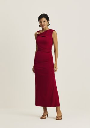 VESTIDO MAXI MIDI RECORTE COM FRANZIDO MEIA LOKA